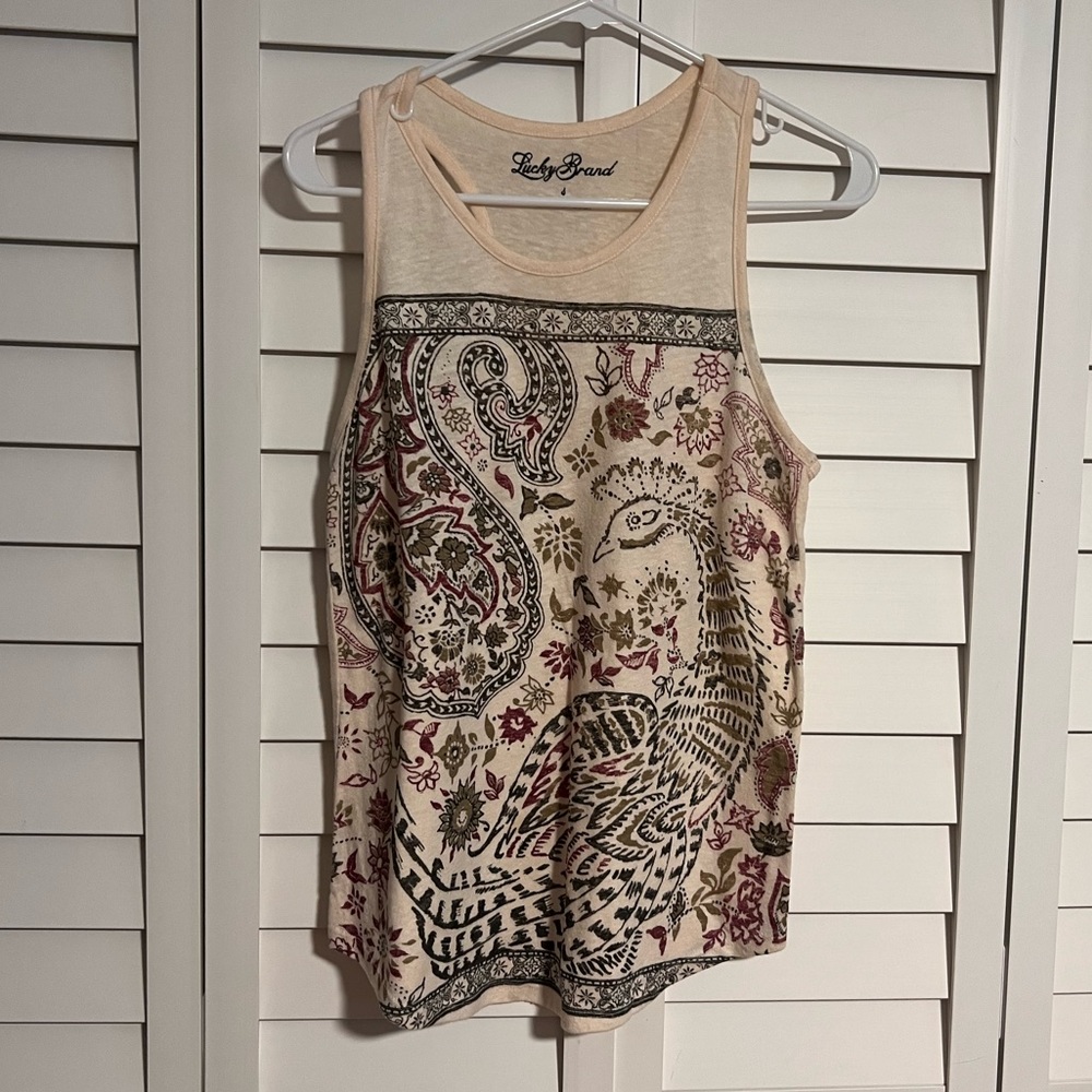 Lucky Brand Bohemian Peacock Print Tank, EUC - S